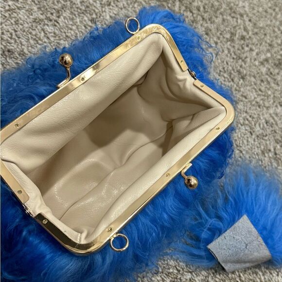 Handmade Real Mongolian Lamb Fur Kisslock Wristlet/Crossbody & 2 Chain Styles - Picture 13 of 15